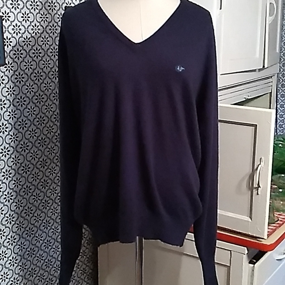 Vintage 1970s blue v neck grandpa sweater Large